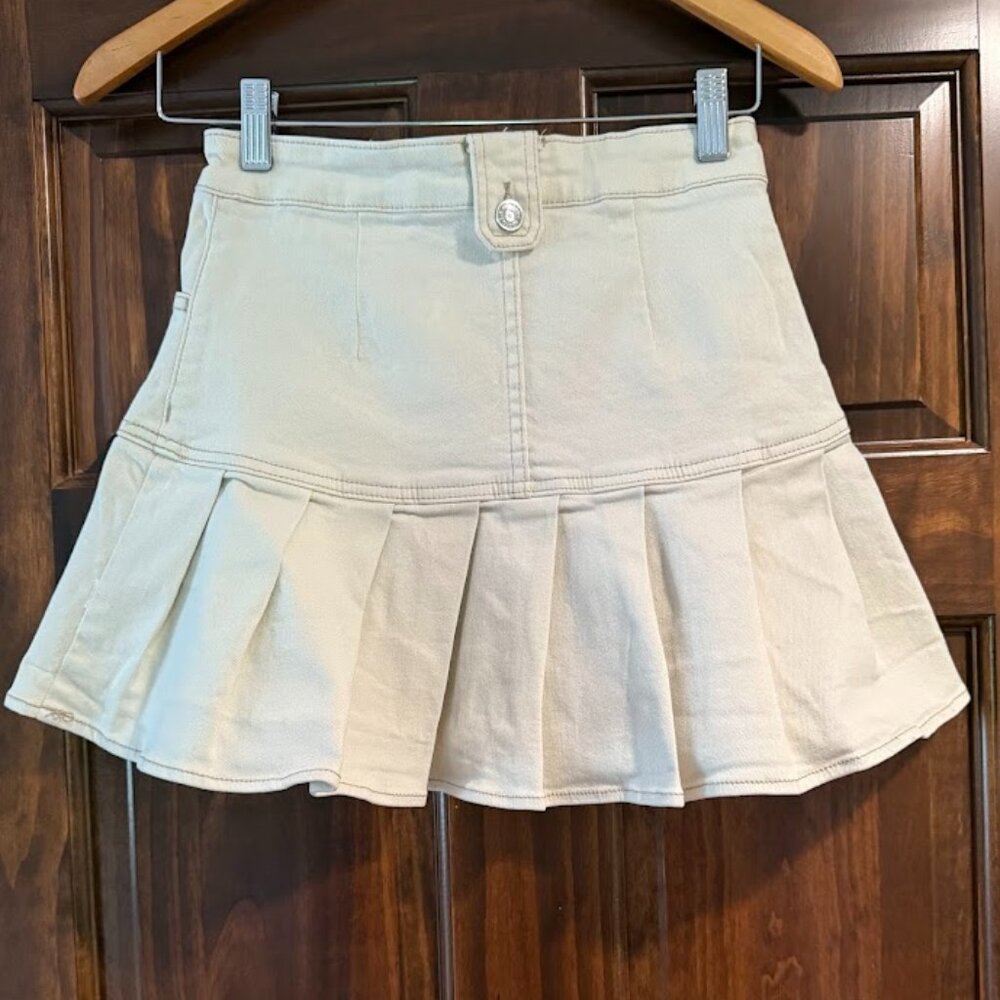 Wild Fable Women's High-Rise Pleated Cream Denim Mini Skirt , Size 00 - Picture 3 of 5